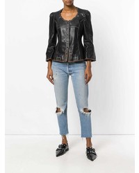 Женский черный кожаный бомбер от Isabel Marant