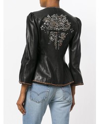 Женский черный кожаный бомбер от Isabel Marant