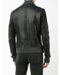 Мужской черный кожаный бомбер от Guidi