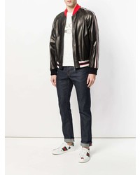 Мужской черный кожаный бомбер от Gucci