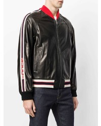 Мужской черный кожаный бомбер от Gucci