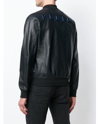 Мужской черный кожаный бомбер от Philipp Plein