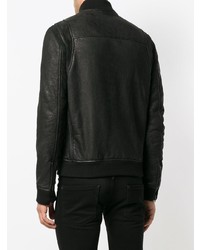 Мужской черный кожаный бомбер от Salvatore Santoro