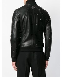 Мужской черный кожаный бомбер от Philipp Plein