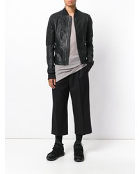 Мужской черный кожаный бомбер от Rick Owens