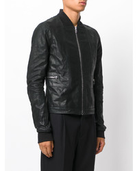 Мужской черный кожаный бомбер от Rick Owens