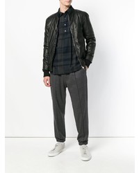 Мужской черный кожаный бомбер от Barba