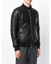 Мужской черный кожаный бомбер от Barba