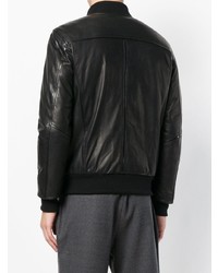 Мужской черный кожаный бомбер от Barba