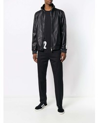 Мужской черный кожаный бомбер от DSQUARED2