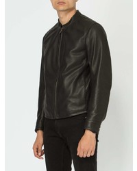 Мужской черный кожаный бомбер от Ajmone