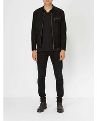 Мужской черный кожаный бомбер от Ajmone