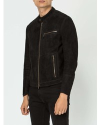 Мужской черный кожаный бомбер от Ajmone