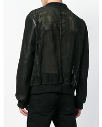 Мужской черный кожаный бомбер от BLK DNM