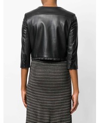 Женский черный кожаный бомбер от Liu Jo