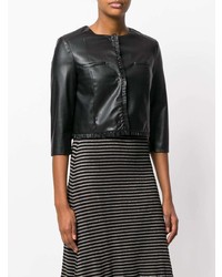 Женский черный кожаный бомбер от Liu Jo