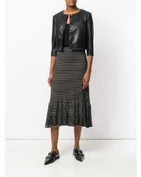 Женский черный кожаный бомбер от Liu Jo