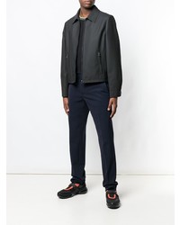 Мужской черный кожаный бомбер от Prada