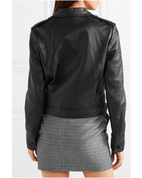 Женский черный кожаный бомбер от Saint Laurent