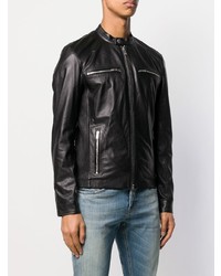 Мужской черный кожаный бомбер от Dondup