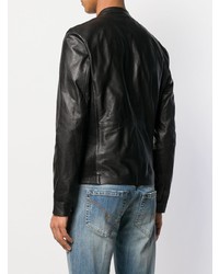 Мужской черный кожаный бомбер от Dondup