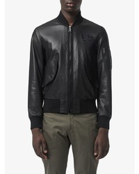 Мужской черный кожаный бомбер от Burberry