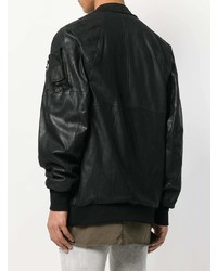 Мужской черный кожаный бомбер от Julius