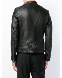 Мужской черный кожаный бомбер от Les Hommes