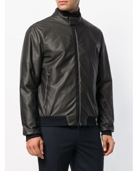 Мужской черный кожаный бомбер от Herno