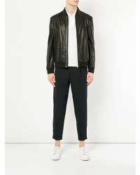 Мужской черный кожаный бомбер от D'urban