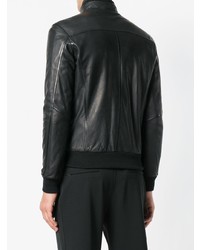 Мужской черный кожаный бомбер от Barba