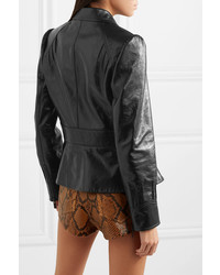 Женский черный кожаный бомбер от Miu Miu