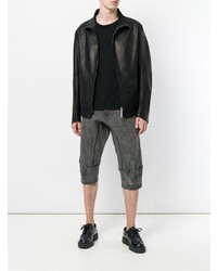 Мужской черный кожаный бомбер от Isaac Sellam Experience