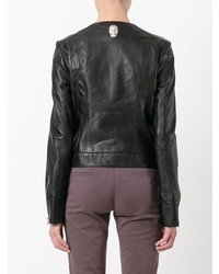 Женский черный кожаный бомбер от Philipp Plein