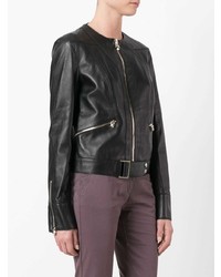 Женский черный кожаный бомбер от Philipp Plein