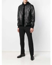 Мужской черный кожаный бомбер от Philipp Plein
