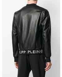 Мужской черный кожаный бомбер от Philipp Plein