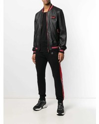 Мужской черный кожаный бомбер от Philipp Plein