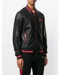 Мужской черный кожаный бомбер от Philipp Plein