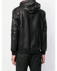 Мужской черный кожаный бомбер от John Richmond