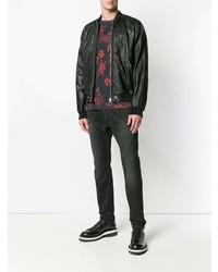 Мужской черный кожаный бомбер от Diesel