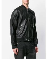 Мужской черный кожаный бомбер от Diesel