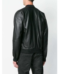 Мужской черный кожаный бомбер от Diesel