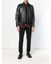 Мужской черный кожаный бомбер от Diesel