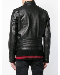 Мужской черный кожаный бомбер от Diesel Black Gold