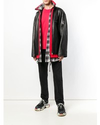 Мужской черный кожаный бомбер от Balenciaga