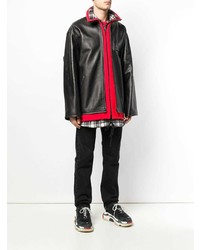 Мужской черный кожаный бомбер от Balenciaga