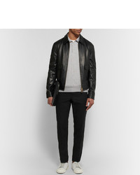 Мужской черный кожаный бомбер от Ami