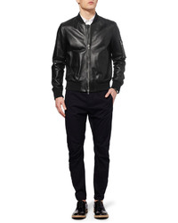 Мужской черный кожаный бомбер от Neil Barrett