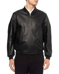 Мужской черный кожаный бомбер от Jil Sander